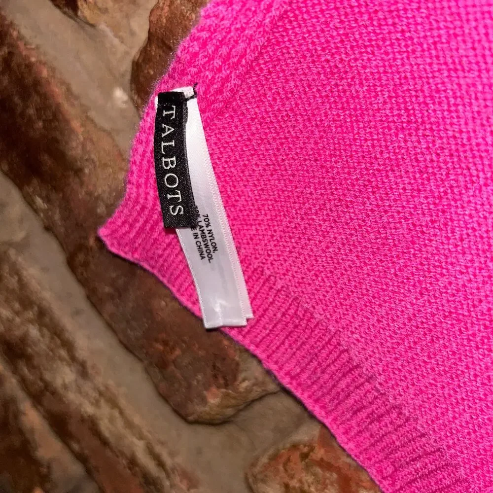 Talbots Wool Blend Pink Gray White Rectangle Long Scarf Women's